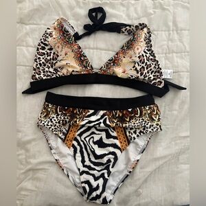New VENUS Women’s Bikini with Animal Print and Bead Accents